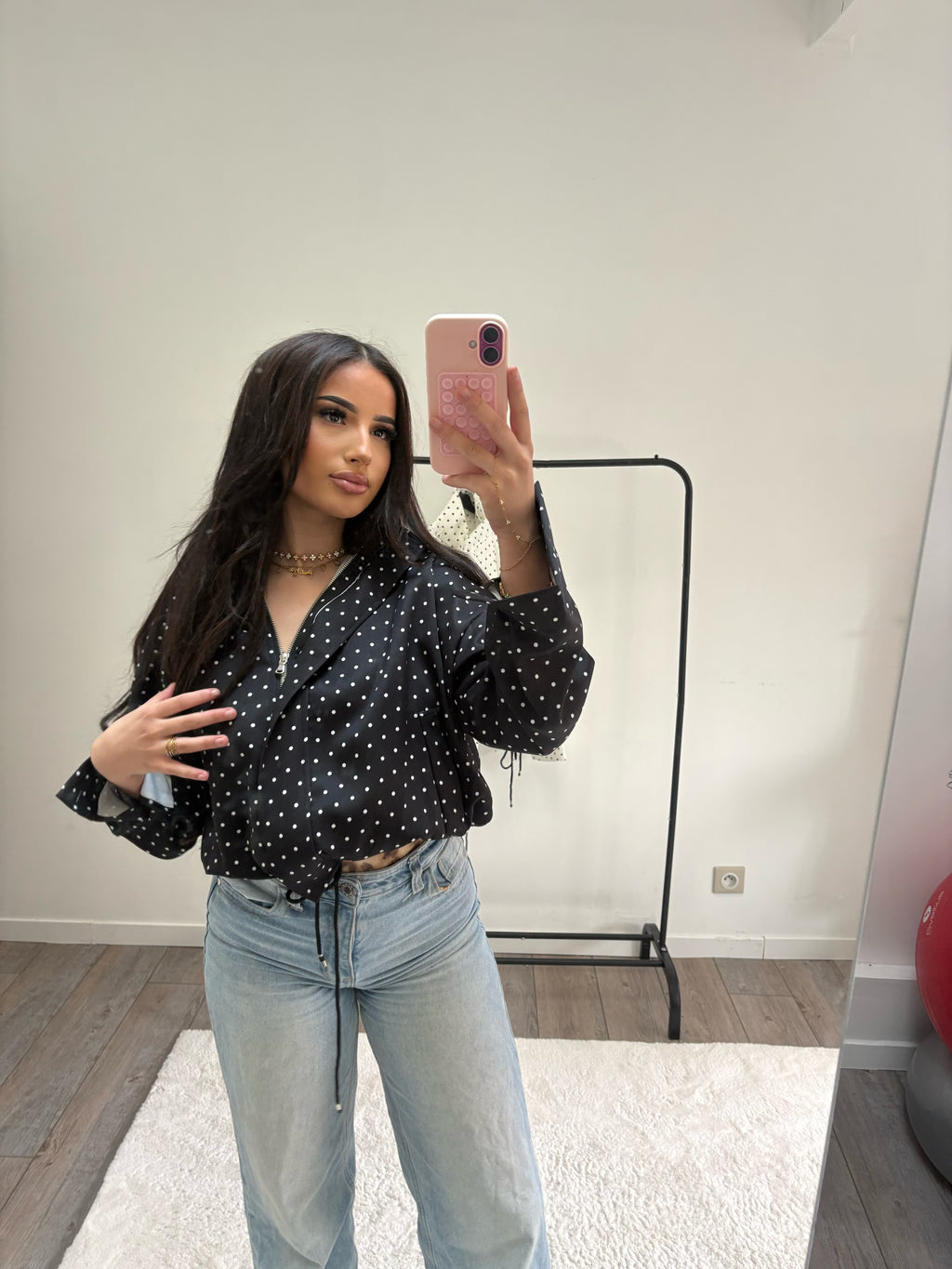 Veste légère à pois noir Bruna