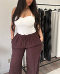 Pantalon gaufré marron Leïla ￼