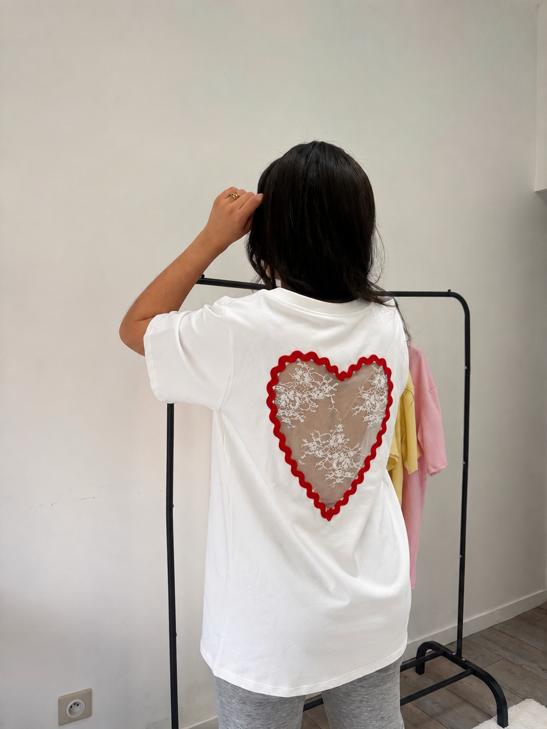 Tee shirt Braga blanc dentelle