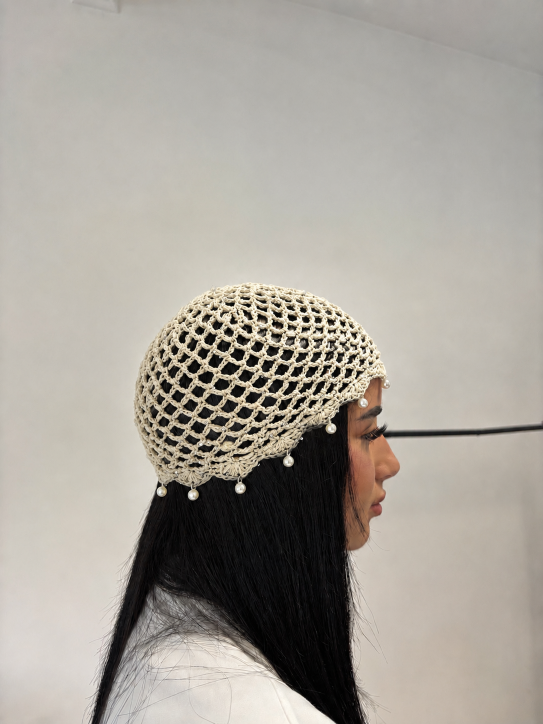 Bonnet crochet crème