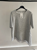 Tee shirt asymétrique gris dentelle