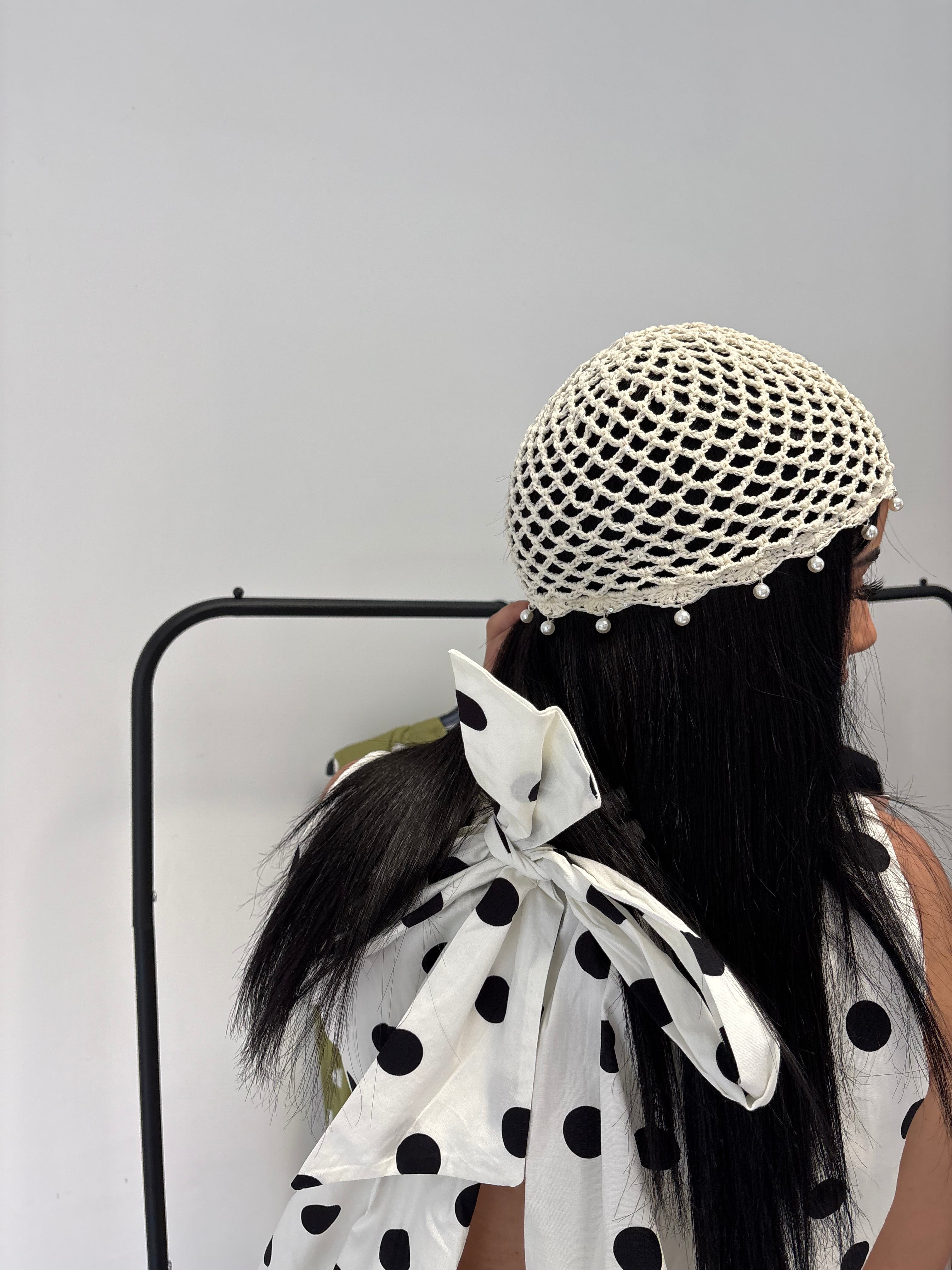 Bonnet crochet crème