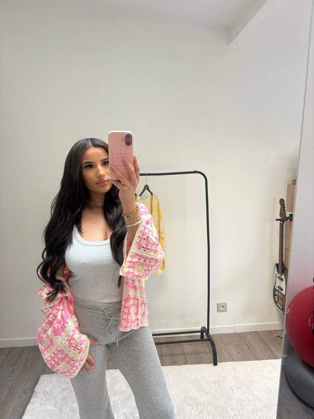 Gilet crochet bohème rose catarina