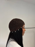 Bonnet crochet marron