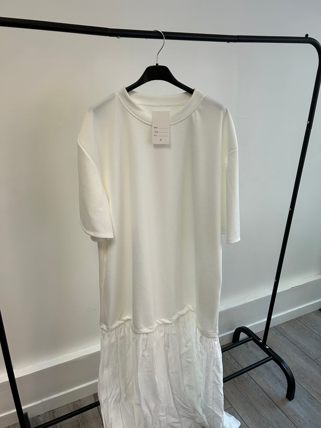 Robe t-shirt bimatiere blanc